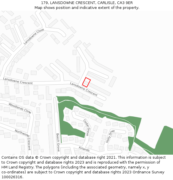 179, LANSDOWNE CRESCENT, CARLISLE, CA3 9ER: Location map and indicative extent of plot