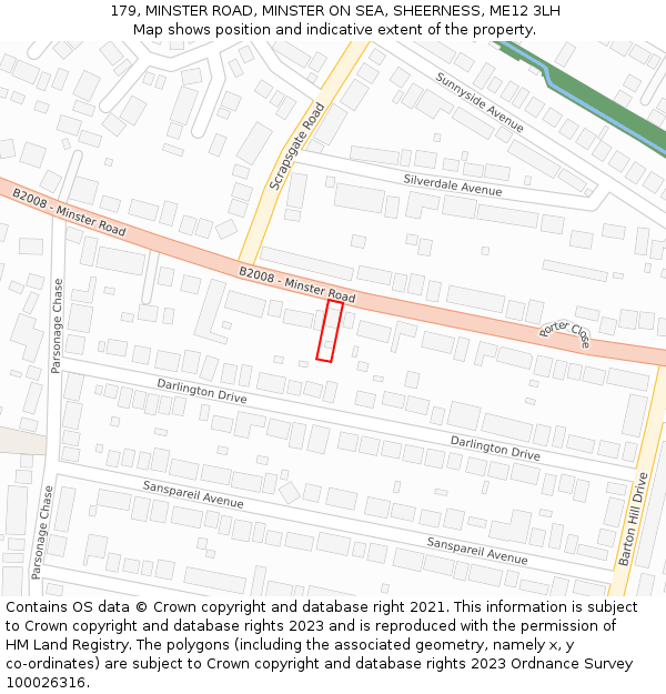 179, MINSTER ROAD, MINSTER ON SEA, SHEERNESS, ME12 3LH: Location map and indicative extent of plot