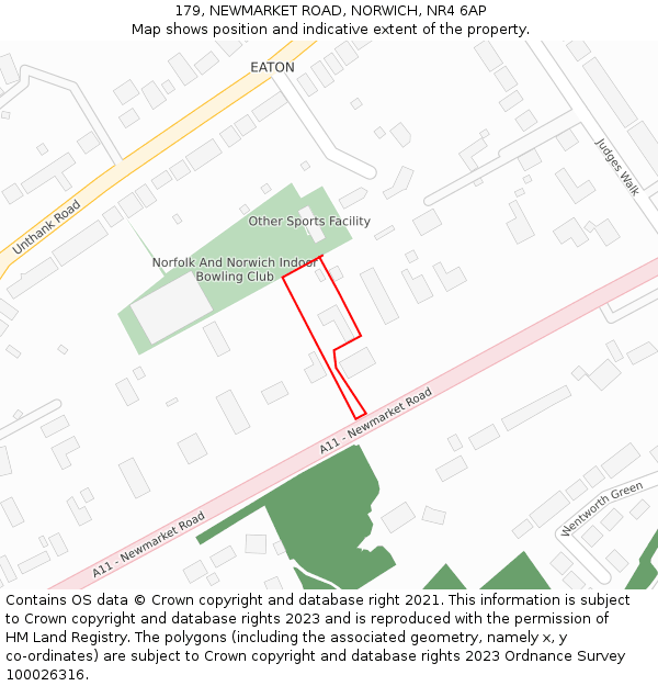 179, NEWMARKET ROAD, NORWICH, NR4 6AP: Location map and indicative extent of plot