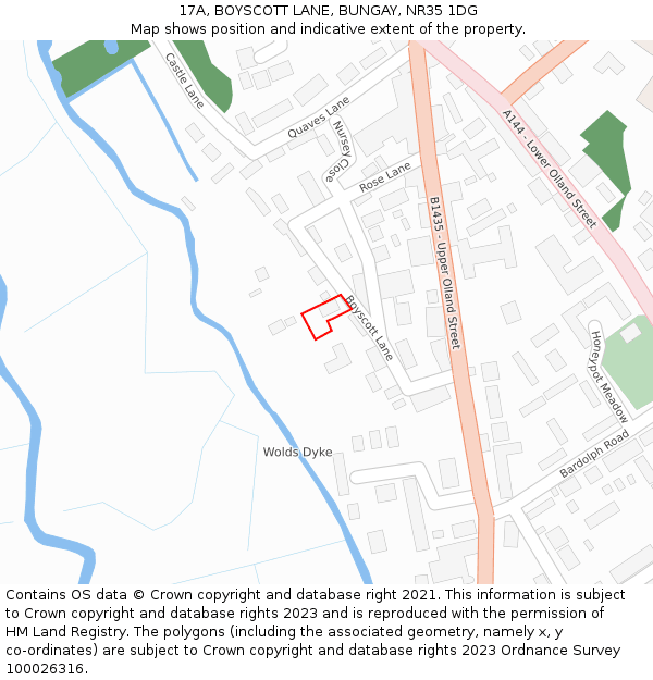 17A, BOYSCOTT LANE, BUNGAY, NR35 1DG: Location map and indicative extent of plot