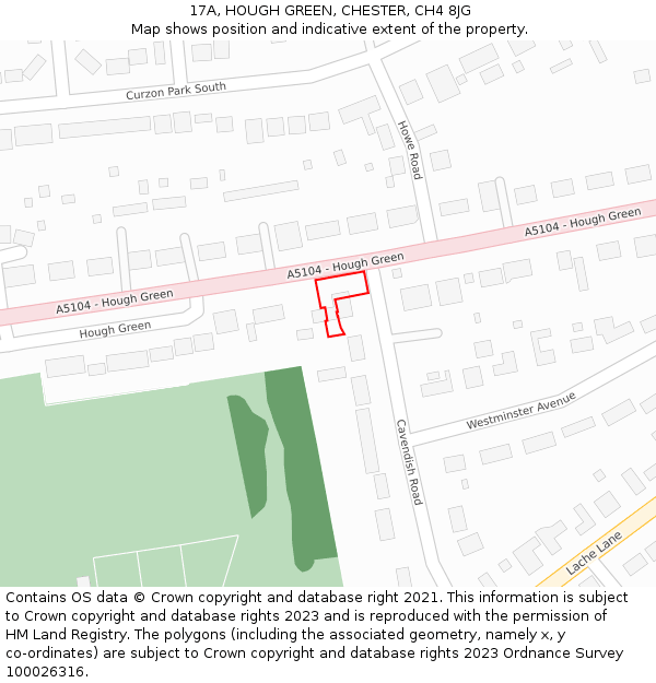 17A, HOUGH GREEN, CHESTER, CH4 8JG: Location map and indicative extent of plot