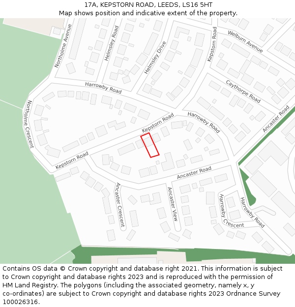 17A, KEPSTORN ROAD, LEEDS, LS16 5HT: Location map and indicative extent of plot