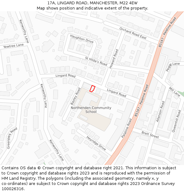17A, LINGARD ROAD, MANCHESTER, M22 4EW: Location map and indicative extent of plot