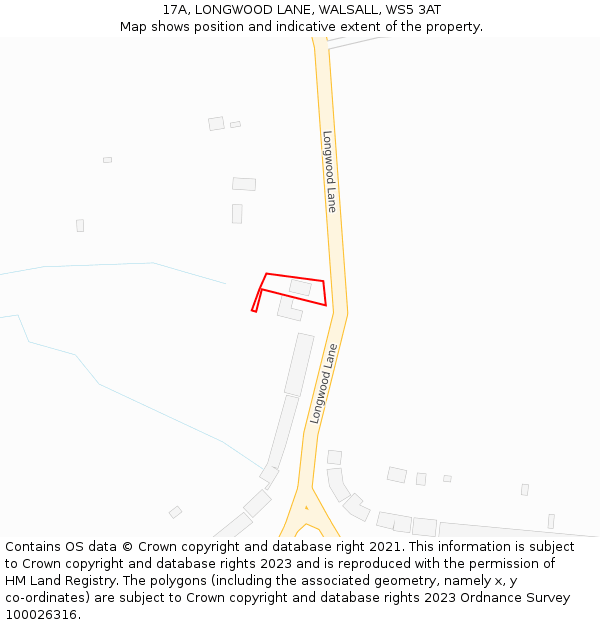 17A, LONGWOOD LANE, WALSALL, WS5 3AT: Location map and indicative extent of plot