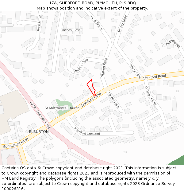 17A, SHERFORD ROAD, PLYMOUTH, PL9 8DQ: Location map and indicative extent of plot