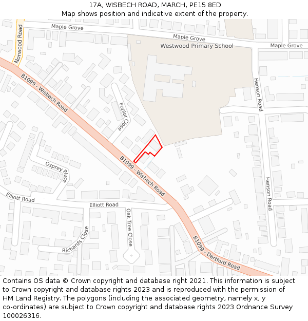 17A, WISBECH ROAD, MARCH, PE15 8ED: Location map and indicative extent of plot