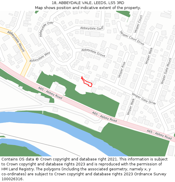 18, ABBEYDALE VALE, LEEDS, LS5 3RD: Location map and indicative extent of plot