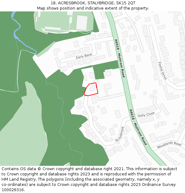 18, ACRESBROOK, STALYBRIDGE, SK15 2QT: Location map and indicative extent of plot