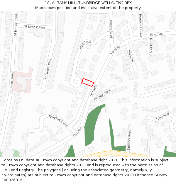 18, ALBANY HILL, TUNBRIDGE WELLS, TN2 3RX: Location map and indicative extent of plot