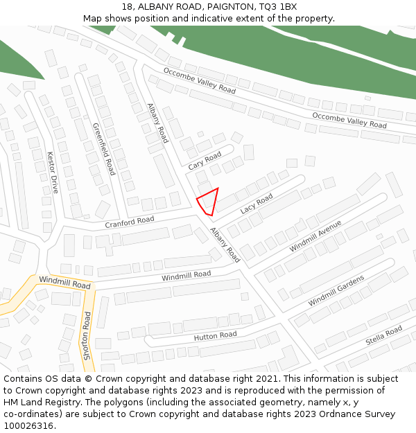 18, ALBANY ROAD, PAIGNTON, TQ3 1BX: Location map and indicative extent of plot