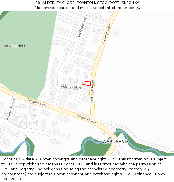 18, ALDERLEY CLOSE, POYNTON, STOCKPORT, SK12 1XA: Location map and indicative extent of plot