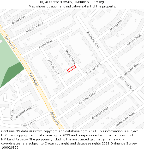 18, ALFRISTON ROAD, LIVERPOOL, L12 8QU: Location map and indicative extent of plot