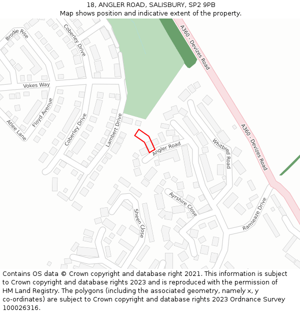 18, ANGLER ROAD, SALISBURY, SP2 9PB: Location map and indicative extent of plot