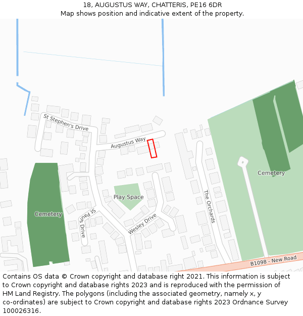 18, AUGUSTUS WAY, CHATTERIS, PE16 6DR: Location map and indicative extent of plot