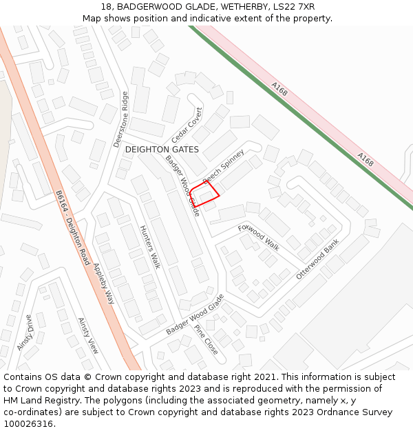 18, BADGERWOOD GLADE, WETHERBY, LS22 7XR: Location map and indicative extent of plot