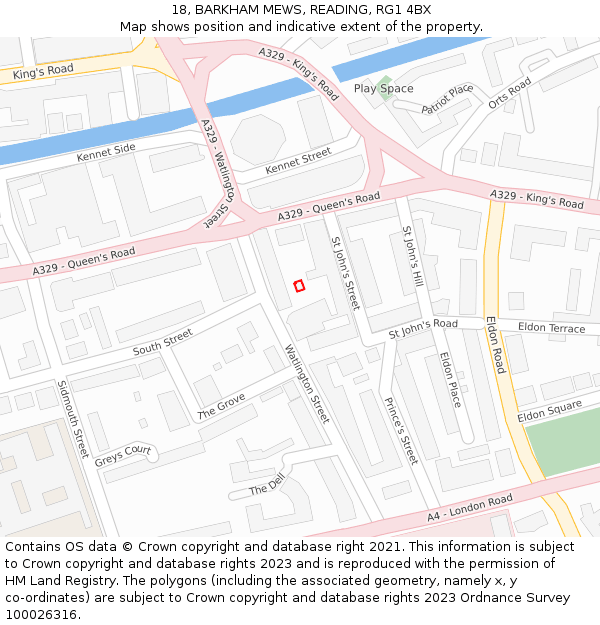 18, BARKHAM MEWS, READING, RG1 4BX: Location map and indicative extent of plot