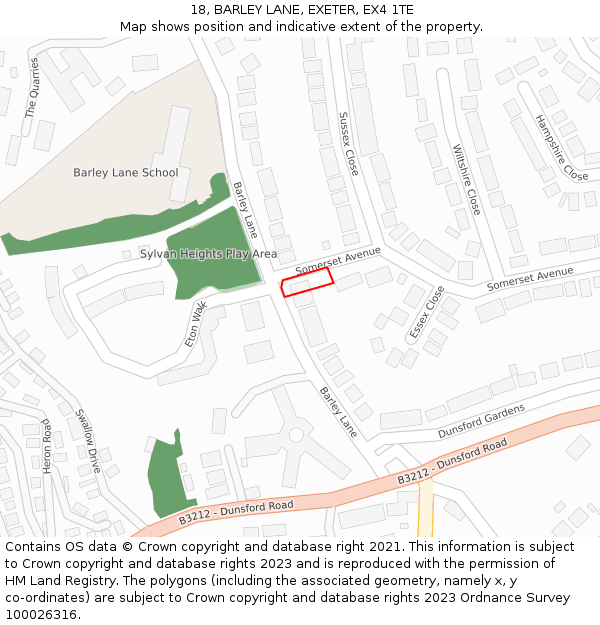 18, BARLEY LANE, EXETER, EX4 1TE: Location map and indicative extent of plot