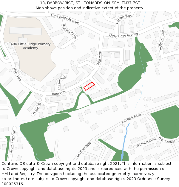 18, BARROW RISE, ST LEONARDS-ON-SEA, TN37 7ST: Location map and indicative extent of plot