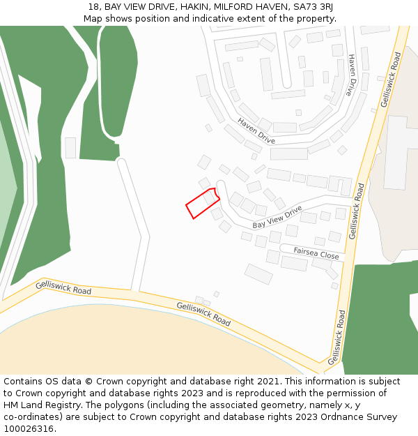 18, BAY VIEW DRIVE, HAKIN, MILFORD HAVEN, SA73 3RJ: Location map and indicative extent of plot