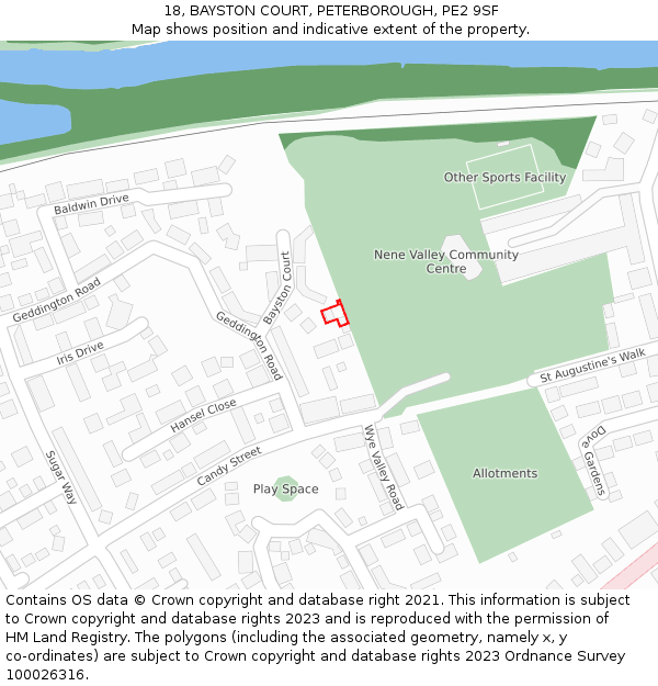 18, BAYSTON COURT, PETERBOROUGH, PE2 9SF: Location map and indicative extent of plot