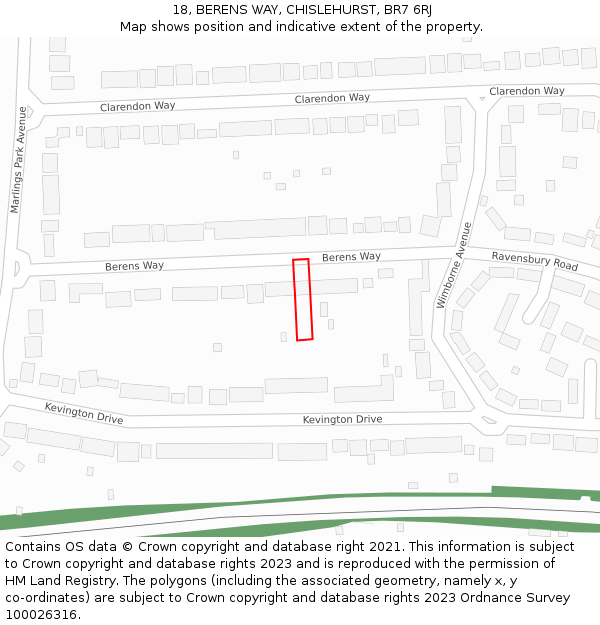 18, BERENS WAY, CHISLEHURST, BR7 6RJ: Location map and indicative extent of plot