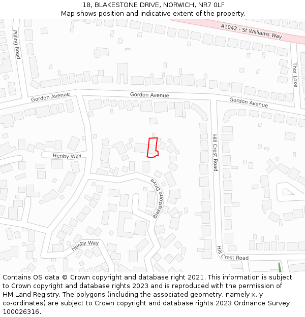 18, BLAKESTONE DRIVE, NORWICH, NR7 0LF: Location map and indicative extent of plot