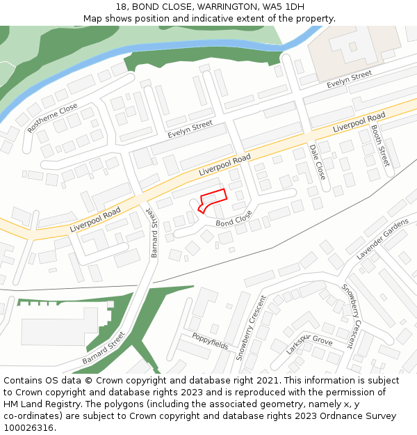 18, BOND CLOSE, WARRINGTON, WA5 1DH: Location map and indicative extent of plot