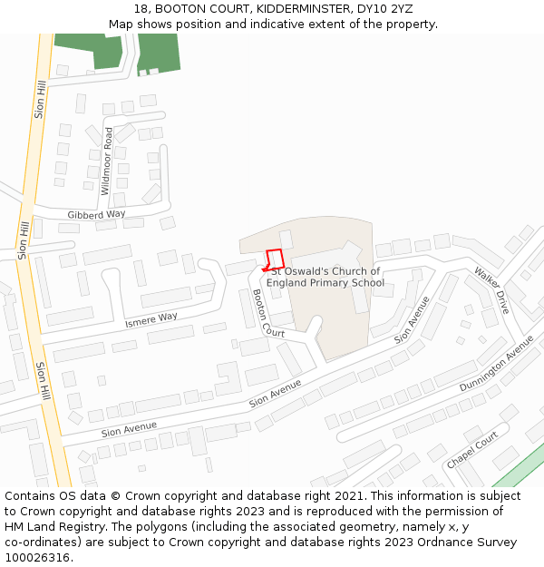 18, BOOTON COURT, KIDDERMINSTER, DY10 2YZ: Location map and indicative extent of plot