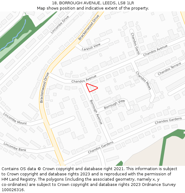 18, BORROUGH AVENUE, LEEDS, LS8 1LR: Location map and indicative extent of plot