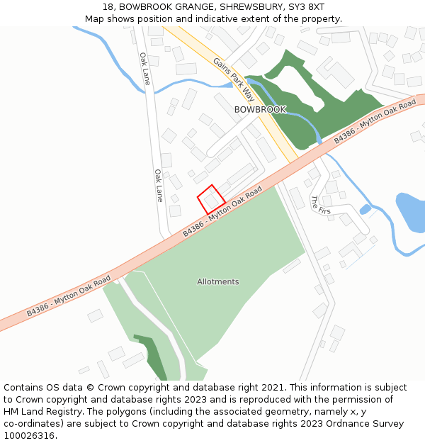 18, BOWBROOK GRANGE, SHREWSBURY, SY3 8XT: Location map and indicative extent of plot