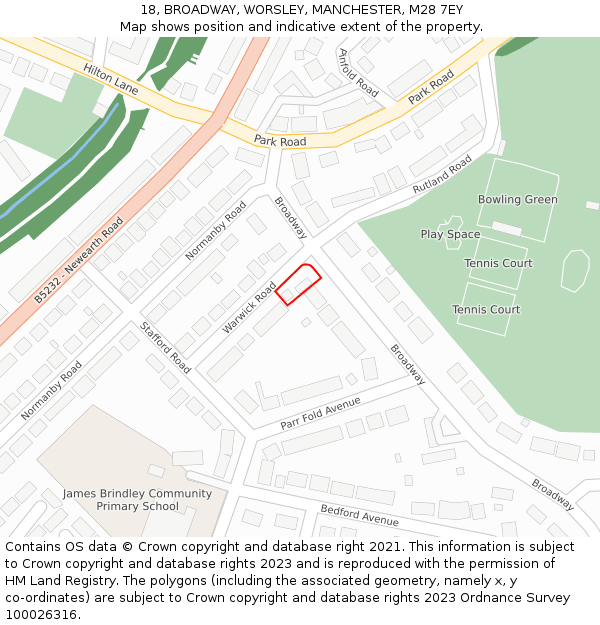 18, BROADWAY, WORSLEY, MANCHESTER, M28 7EY: Location map and indicative extent of plot