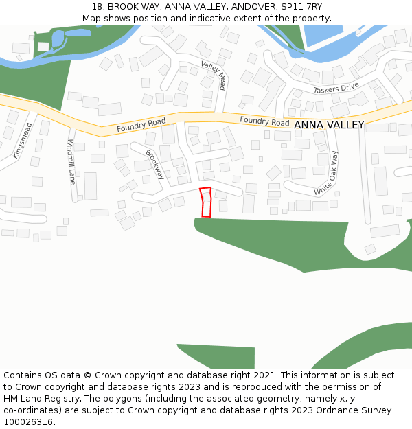 18, BROOK WAY, ANNA VALLEY, ANDOVER, SP11 7RY: Location map and indicative extent of plot
