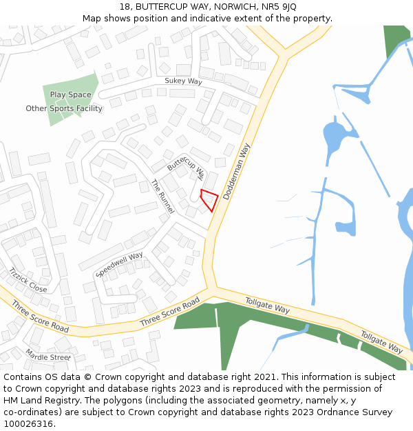18, BUTTERCUP WAY, NORWICH, NR5 9JQ: Location map and indicative extent of plot