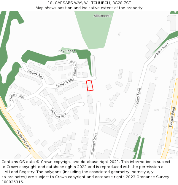 18, CAESARS WAY, WHITCHURCH, RG28 7ST: Location map and indicative extent of plot
