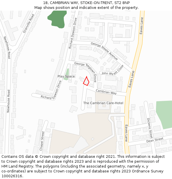 18, CAMBRIAN WAY, STOKE-ON-TRENT, ST2 8NP: Location map and indicative extent of plot