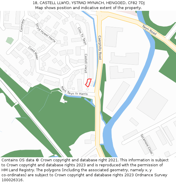 18, CASTELL LLWYD, YSTRAD MYNACH, HENGOED, CF82 7DJ: Location map and indicative extent of plot