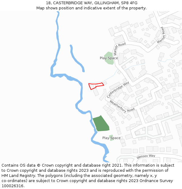18, CASTERBRIDGE WAY, GILLINGHAM, SP8 4FG: Location map and indicative extent of plot