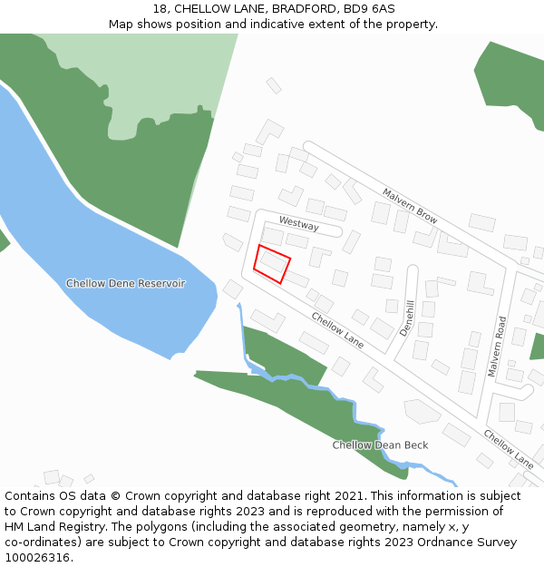18, CHELLOW LANE, BRADFORD, BD9 6AS: Location map and indicative extent of plot