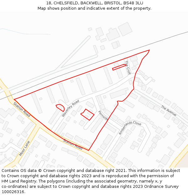 18, CHELSFIELD, BACKWELL, BRISTOL, BS48 3LU: Location map and indicative extent of plot