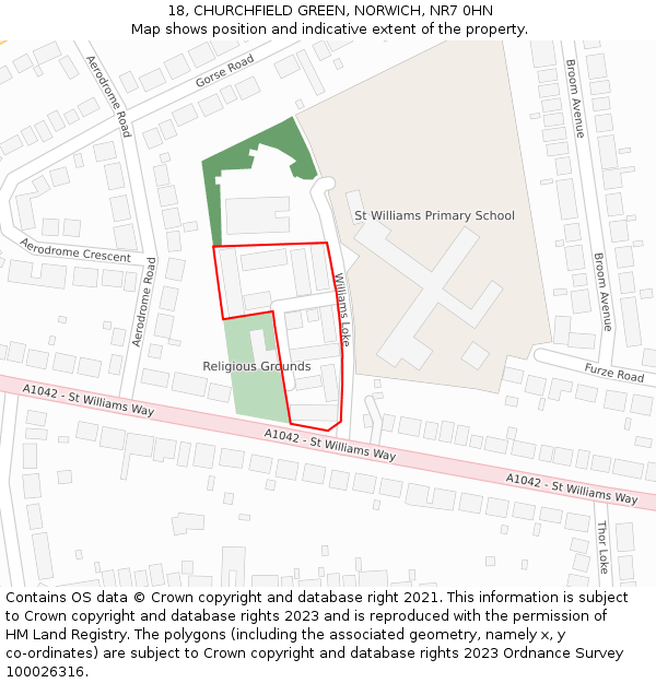 18, CHURCHFIELD GREEN, NORWICH, NR7 0HN: Location map and indicative extent of plot