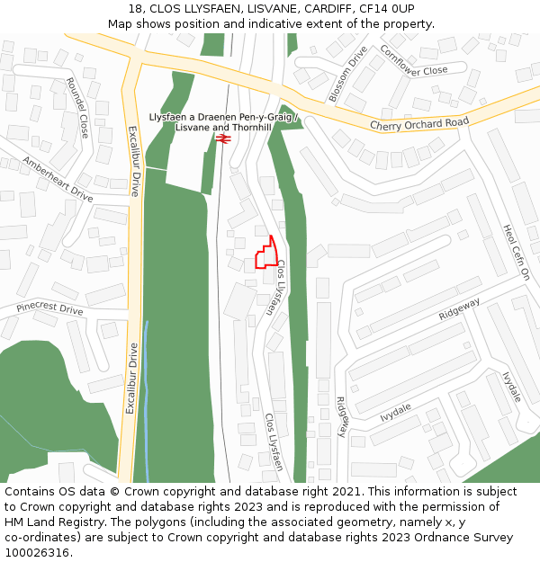 18, CLOS LLYSFAEN, LISVANE, CARDIFF, CF14 0UP: Location map and indicative extent of plot