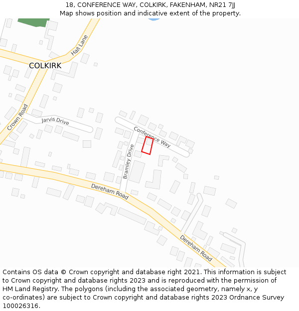 18, CONFERENCE WAY, COLKIRK, FAKENHAM, NR21 7JJ: Location map and indicative extent of plot