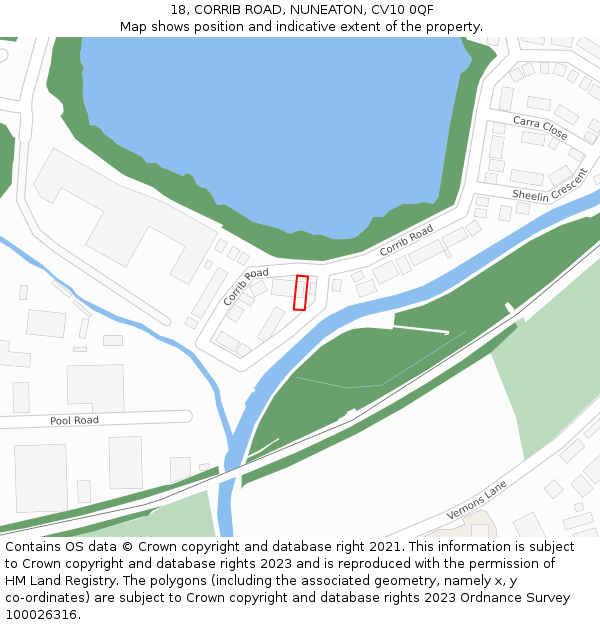 18, CORRIB ROAD, NUNEATON, CV10 0QF: Location map and indicative extent of plot