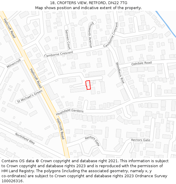 18, CROFTERS VIEW, RETFORD, DN22 7TG: Location map and indicative extent of plot