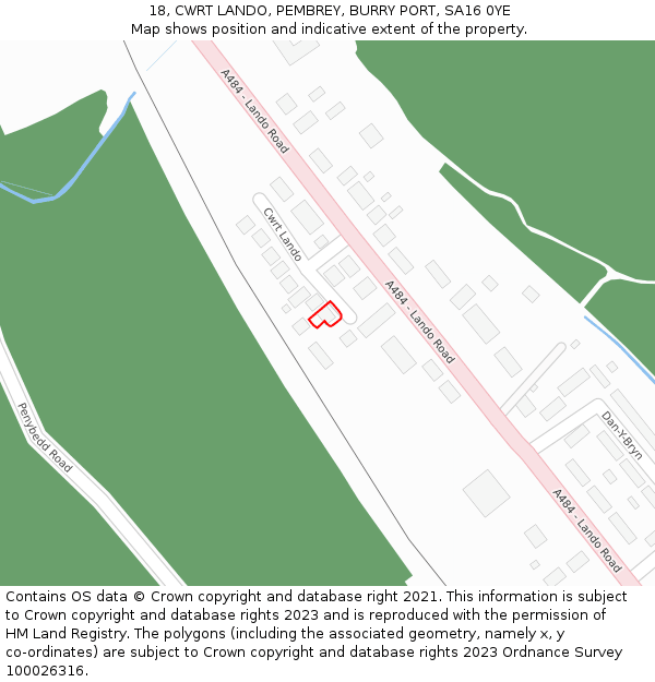 18, CWRT LANDO, PEMBREY, BURRY PORT, SA16 0YE: Location map and indicative extent of plot