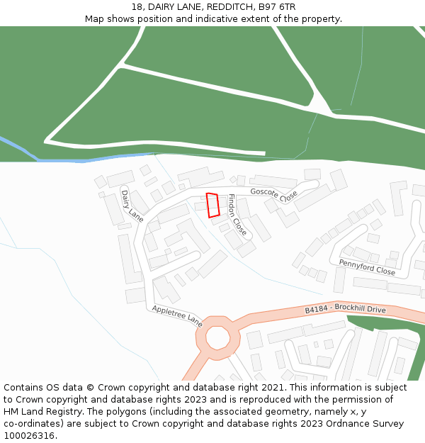 18, DAIRY LANE, REDDITCH, B97 6TR: Location map and indicative extent of plot