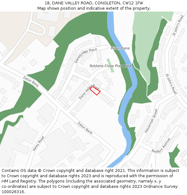 18, DANE VALLEY ROAD, CONGLETON, CW12 1FW: Location map and indicative extent of plot