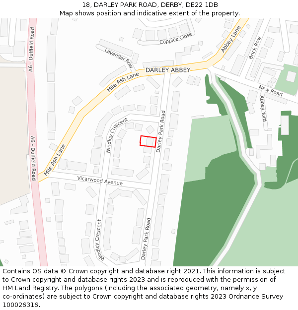 18, DARLEY PARK ROAD, DERBY, DE22 1DB: Location map and indicative extent of plot