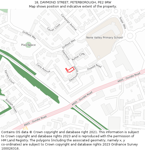 18, DAYMOND STREET, PETERBOROUGH, PE2 9RW: Location map and indicative extent of plot
