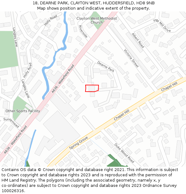 18, DEARNE PARK, CLAYTON WEST, HUDDERSFIELD, HD8 9NB: Location map and indicative extent of plot